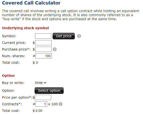 Covered call calculator